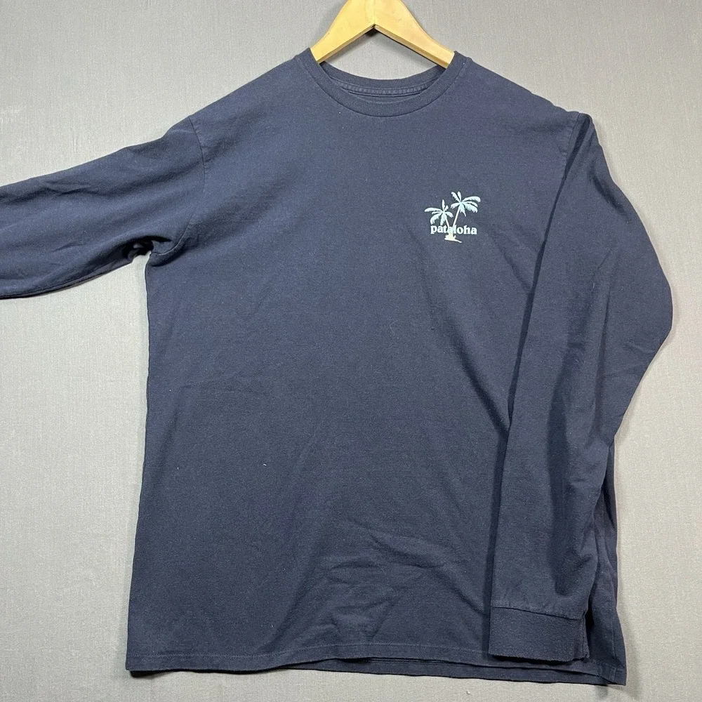 Patagonia Pataloha Long Sleeve Tee Shirt Haleiwa Hawaii Blue Size Medium - Picture 1 of 7